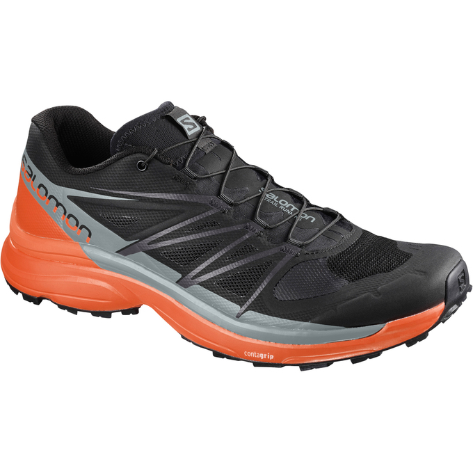 SALOMON WINGS PRO 3 Philippines - Men's Trail Running Shoes - Black/Grey/Orange | 843215-CIU